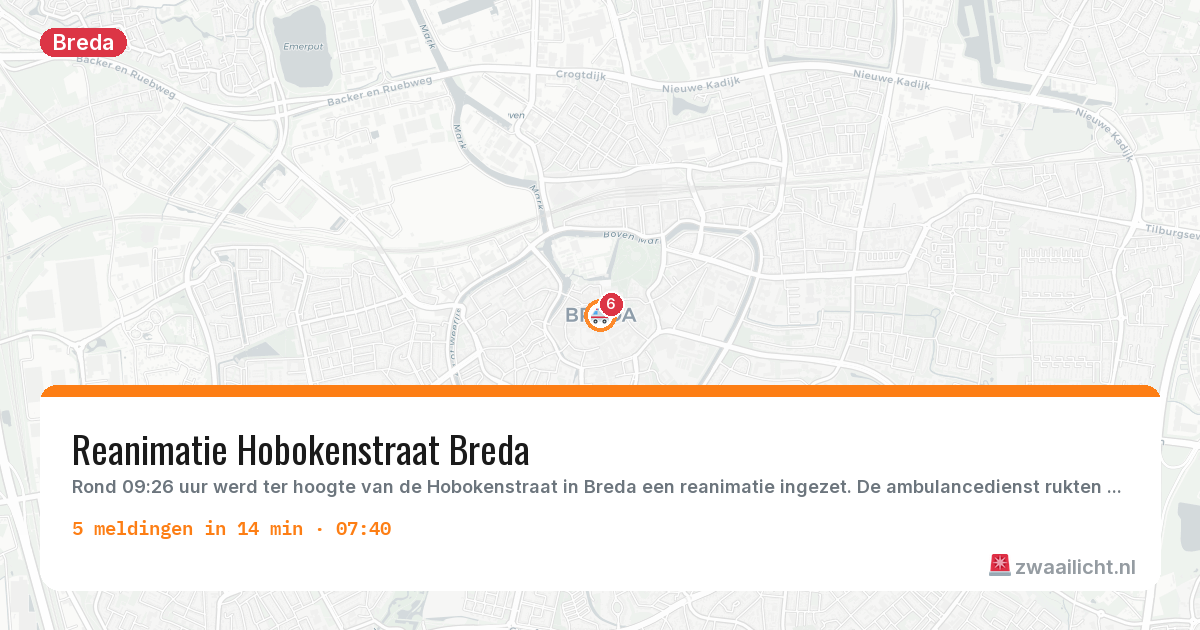 Kaart van de activiteitspiek bij Breda