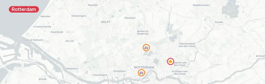 Kaart van Bedrijfsongeval Westgeulstraat Botlek Rotterdam