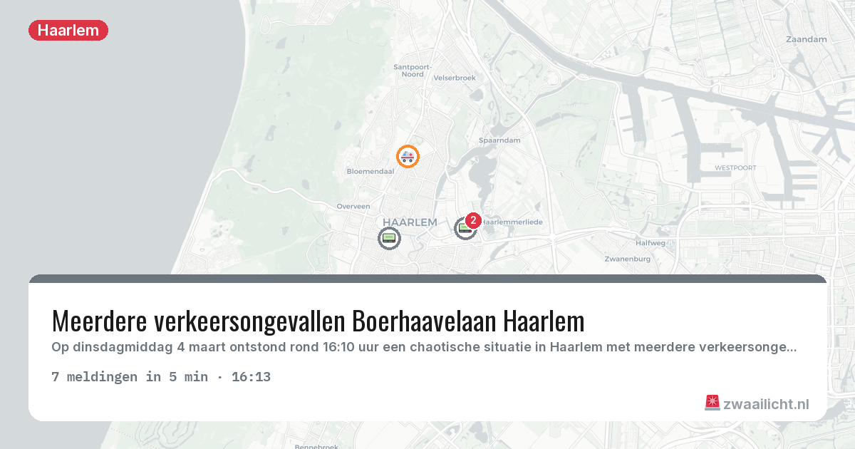 Kaart van de activiteitspiek bij Haarlem