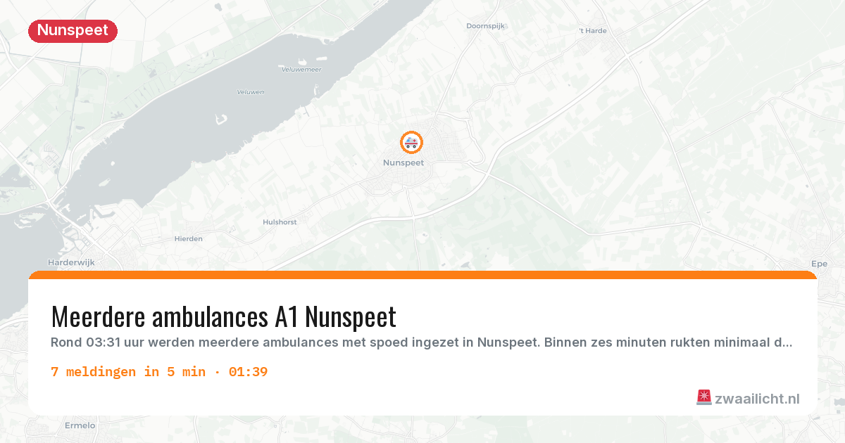 Kaart van de activiteitspiek bij Nunspeet