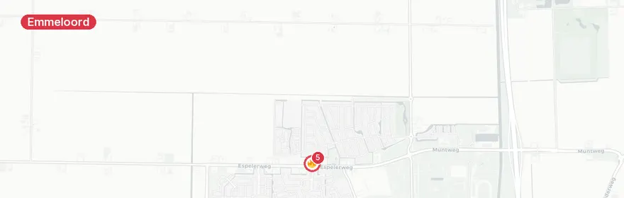 Kaart van Brand in zorgpand Jeanne d'Arclaan Emmeloord