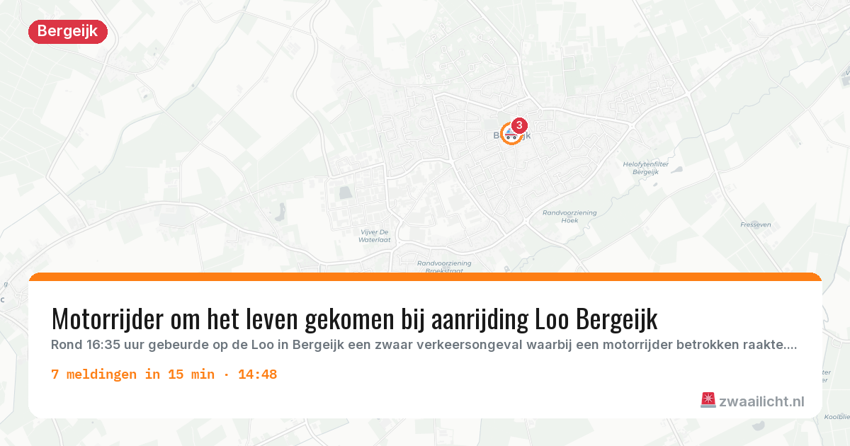 Kaart van de activiteitspiek bij Bergeijk