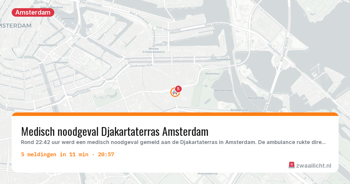 Kaart van de activiteitspiek bij Amsterdam