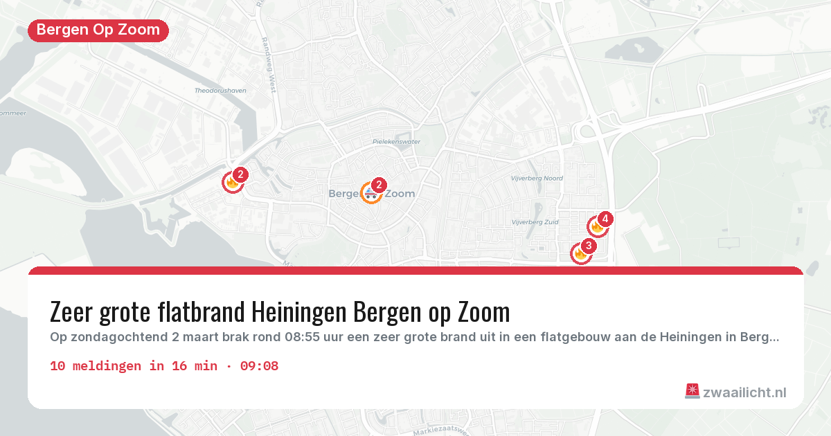 Kaart van de activiteitspiek bij Bergen Op Zoom