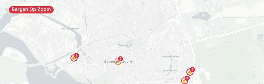 Kaart van Zeer grote flatbrand Heiningen Bergen op Zoom