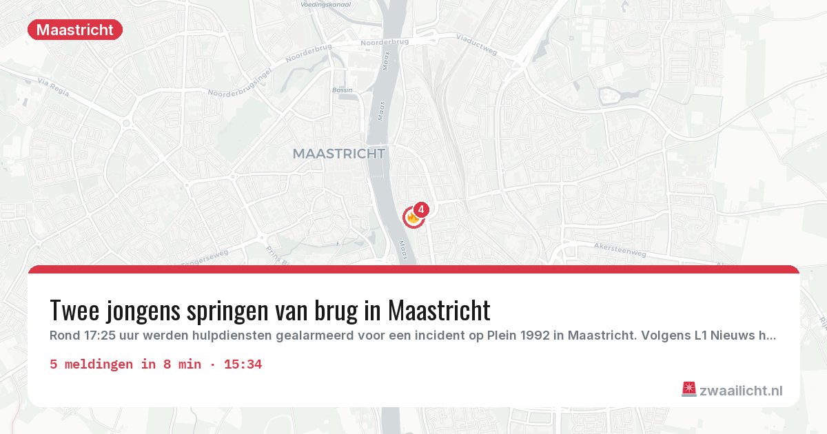 Kaart van de activiteitspiek bij Maastricht