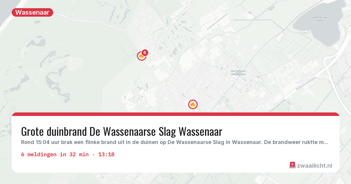 Kaart van de activiteitspiek bij Wassenaar