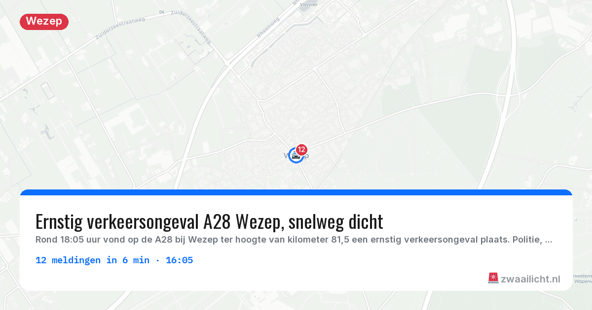 Kaart van de activiteitspiek bij Wezep