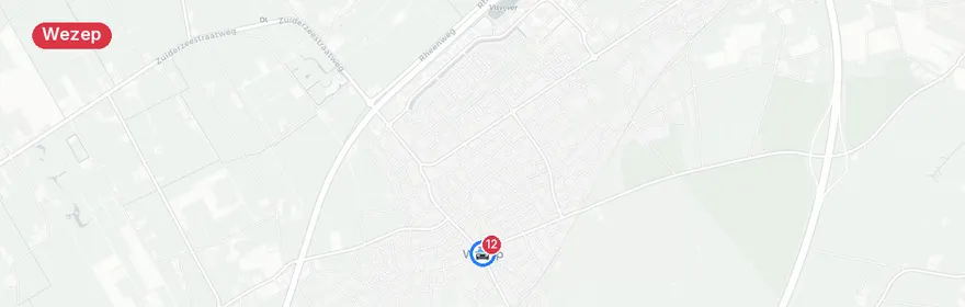 Kaart van Ernstig verkeersongeval A28 Wezep, snelweg dicht