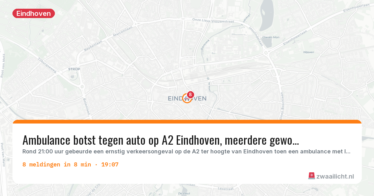 Kaart van de activiteitspiek bij Eindhoven
