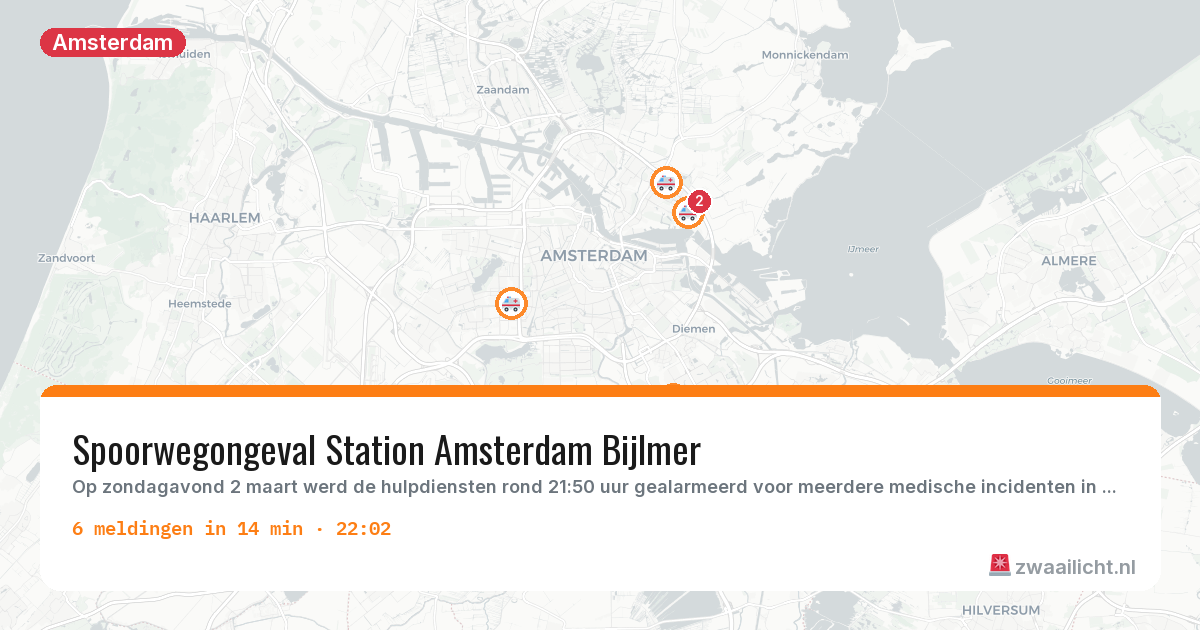 Kaart van de activiteitspiek bij Amsterdam