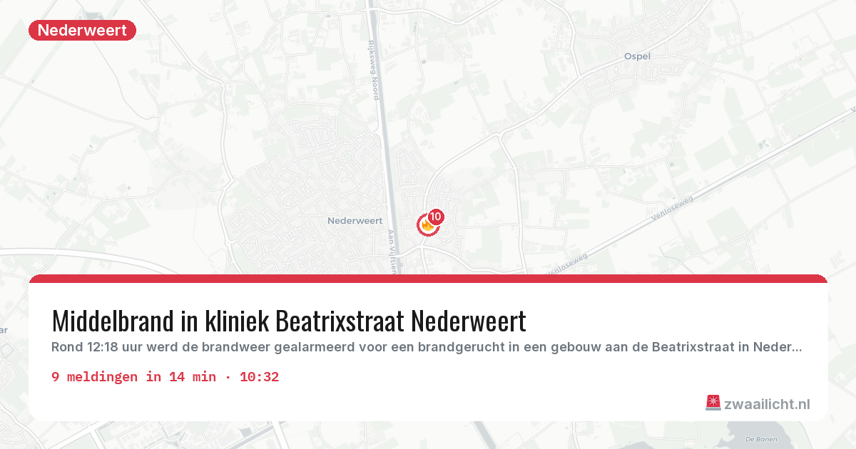 Kaart van de activiteitspiek bij Nederweert