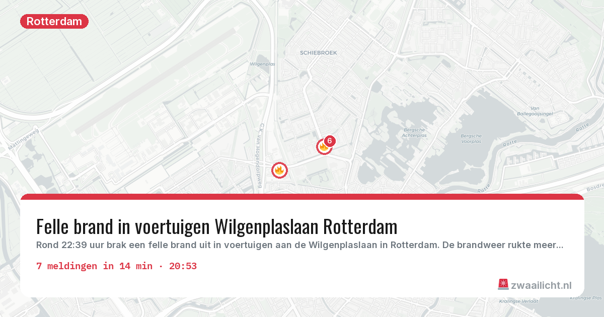 Kaart van de activiteitspiek bij Rotterdam