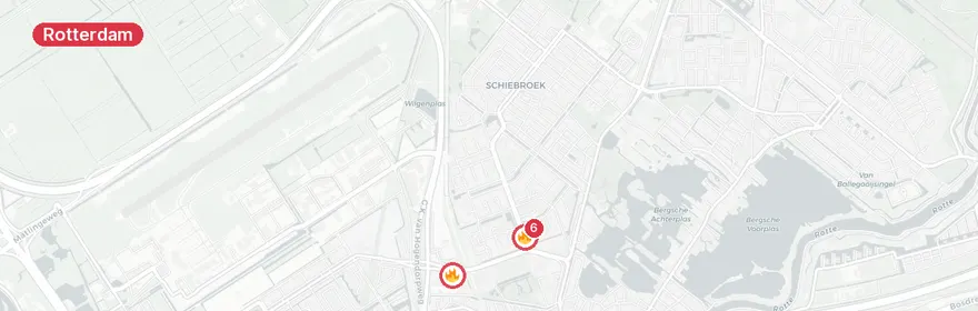 Kaart van Felle brand in voertuigen Wilgenplaslaan Rotterdam