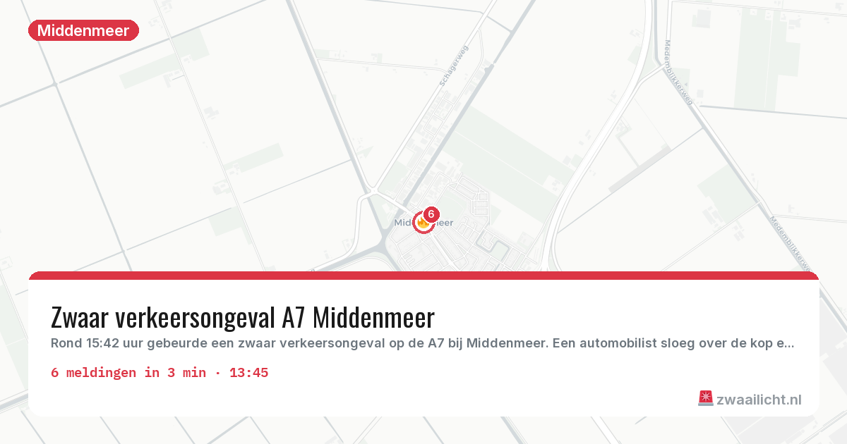 Kaart van de activiteitspiek bij Middenmeer