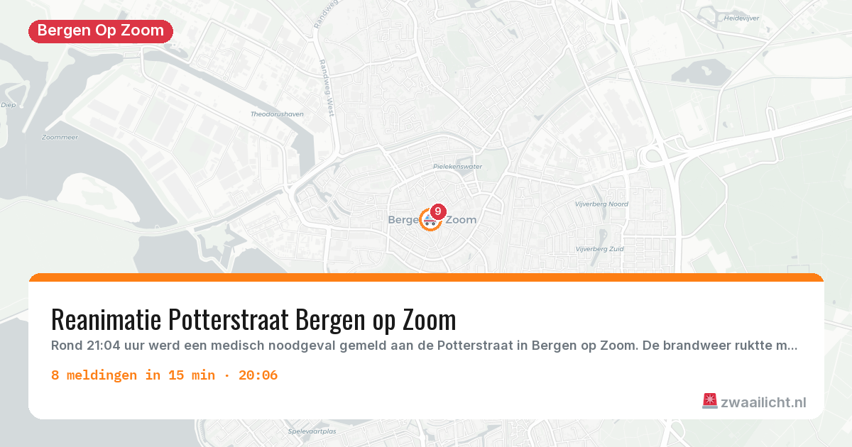 Kaart van de activiteitspiek bij Bergen Op Zoom