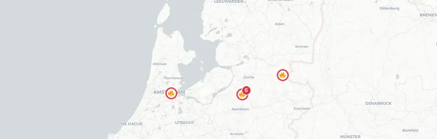Kaart van Uitslaande stalbrand Oenerweg Epe