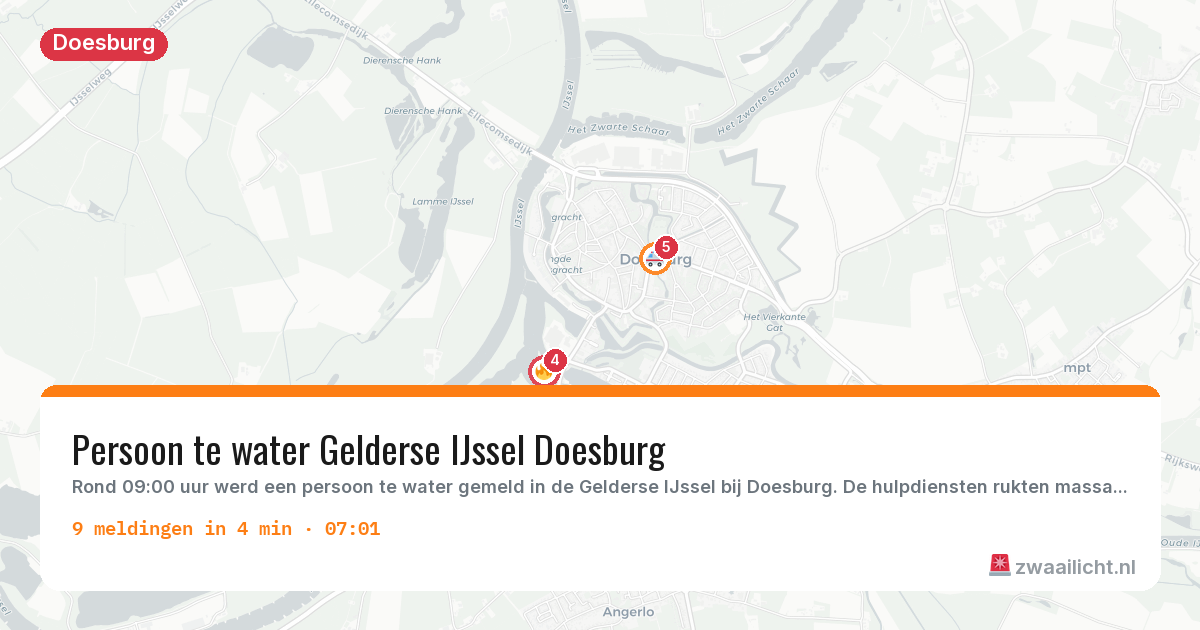 Kaart van de activiteitspiek bij Doesburg