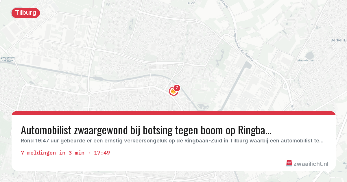 Kaart van de activiteitspiek bij Tilburg