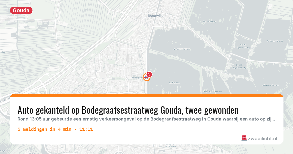 Kaart van de activiteitspiek bij Gouda