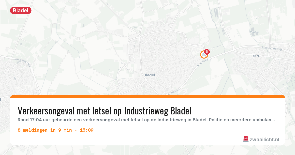Kaart van de activiteitspiek bij Bladel