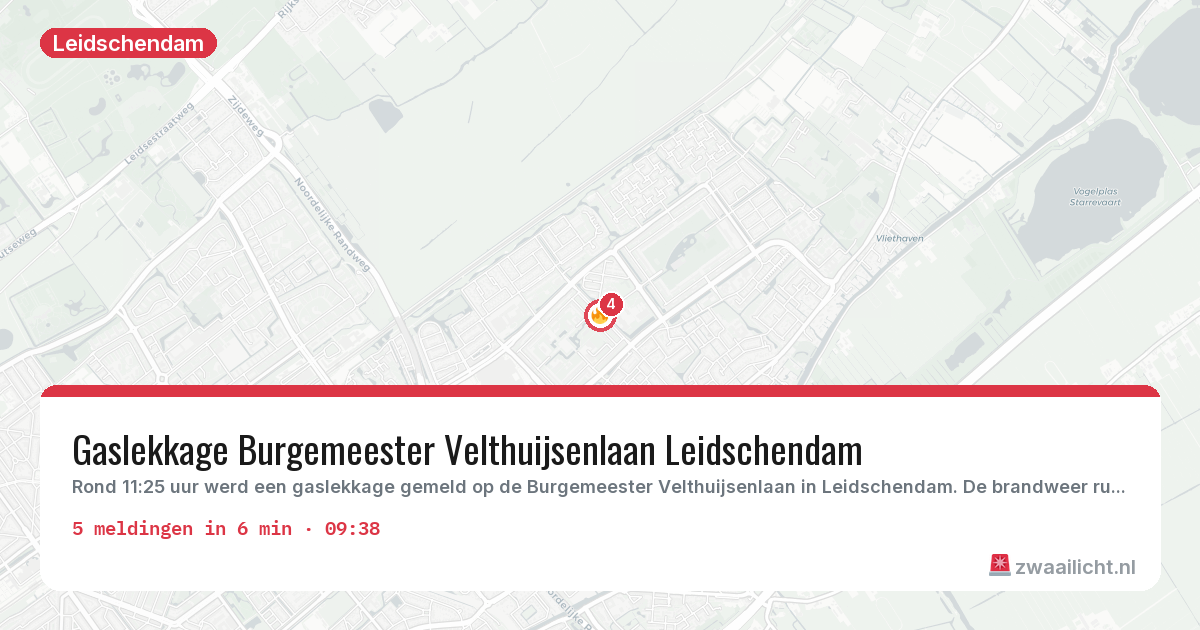 Kaart van de activiteitspiek bij Leidschendam