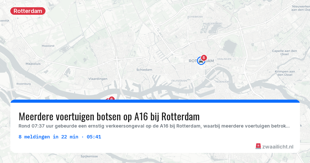 Kaart van de activiteitspiek bij Rotterdam