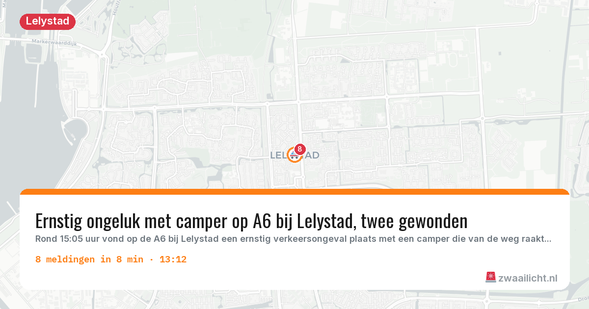 Kaart van de activiteitspiek bij Lelystad
