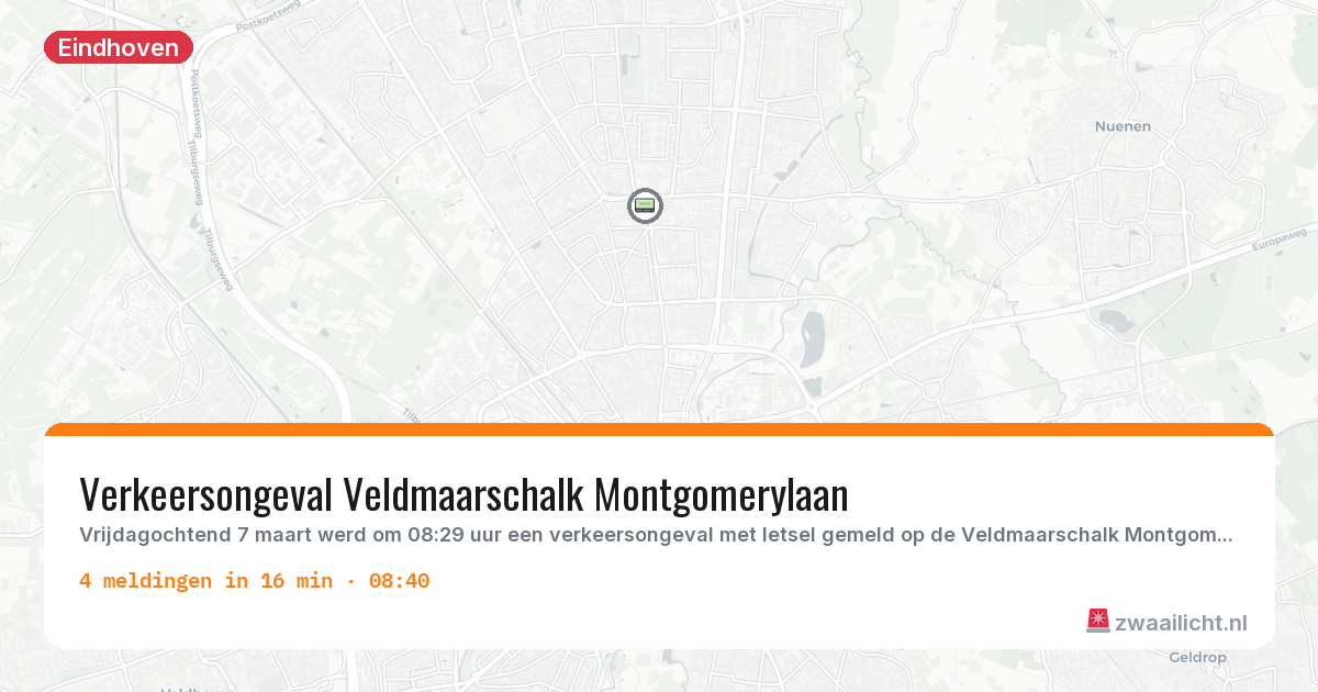 Kaart van de activiteitspiek bij Eindhoven