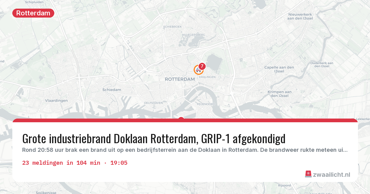 Kaart van de activiteitspiek bij Rotterdam