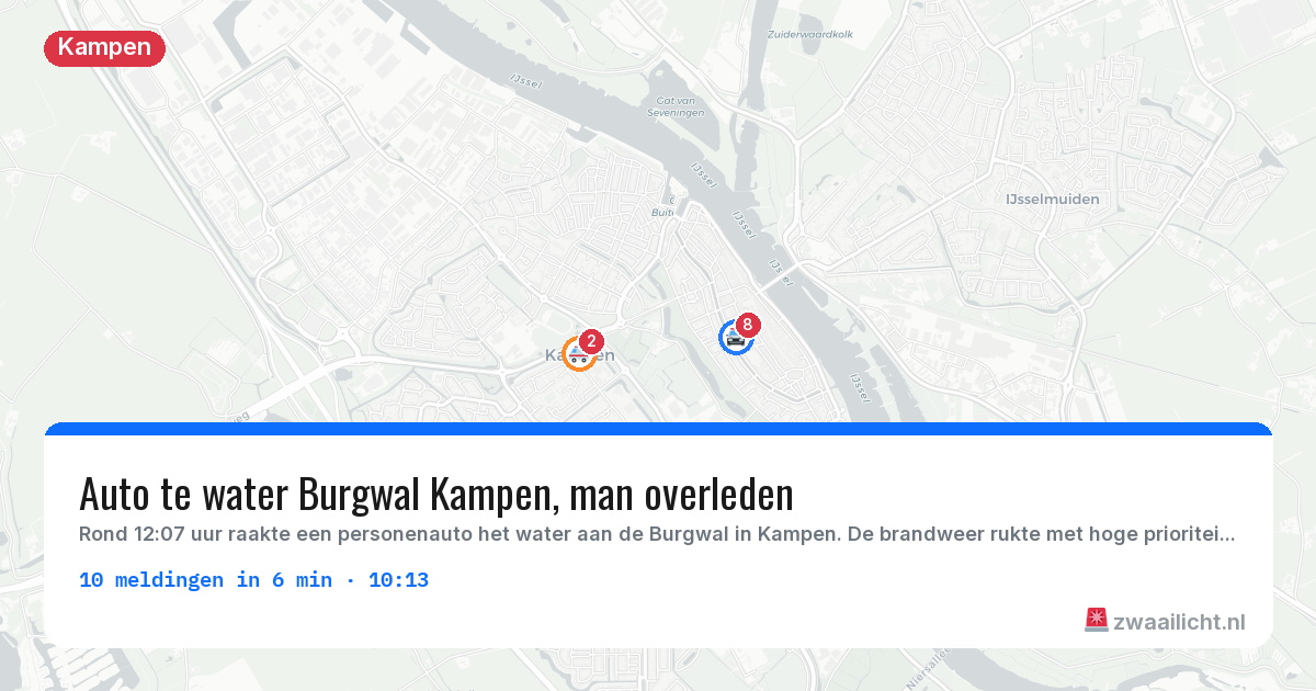 Kaart van de activiteitspiek bij Kampen