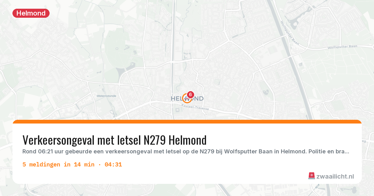 Kaart van de activiteitspiek bij Helmond