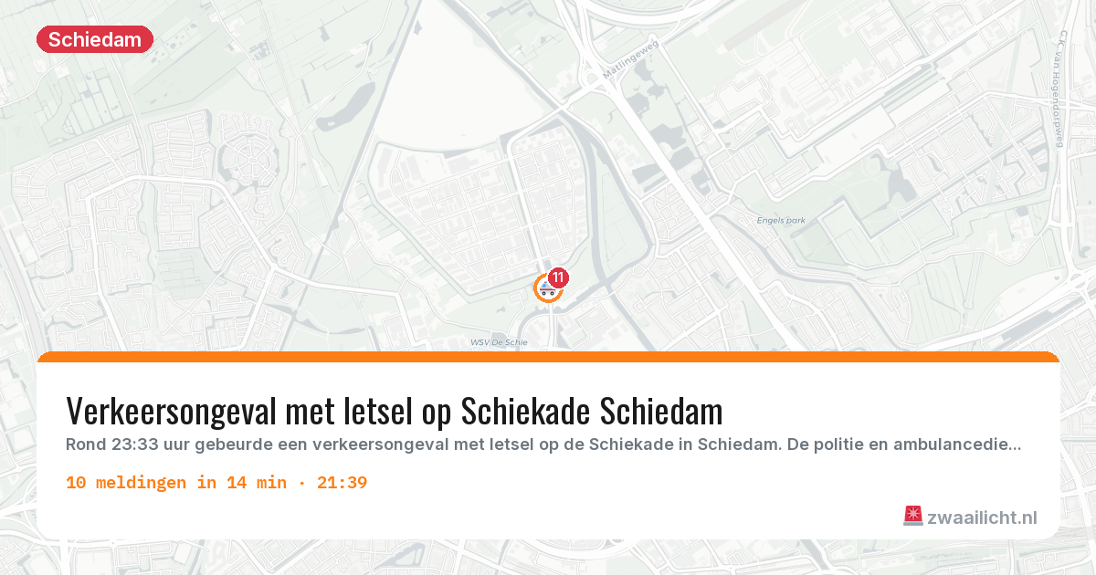 Kaart van de activiteitspiek bij Schiedam