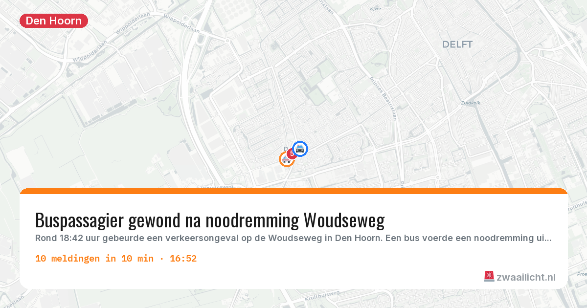 Kaart van de activiteitspiek bij Den Hoorn
