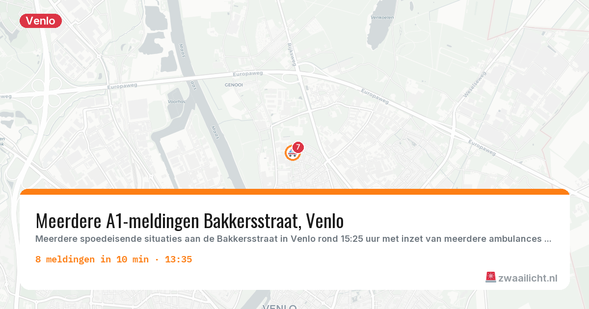 Kaart van de activiteitspiek bij Venlo