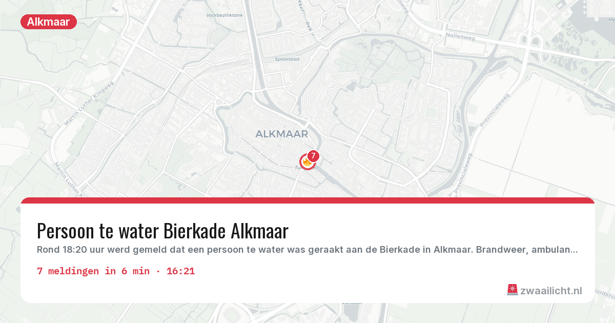Kaart van de activiteitspiek bij Alkmaar