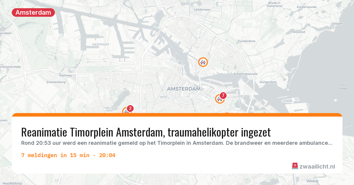 Kaart van de activiteitspiek bij Amsterdam