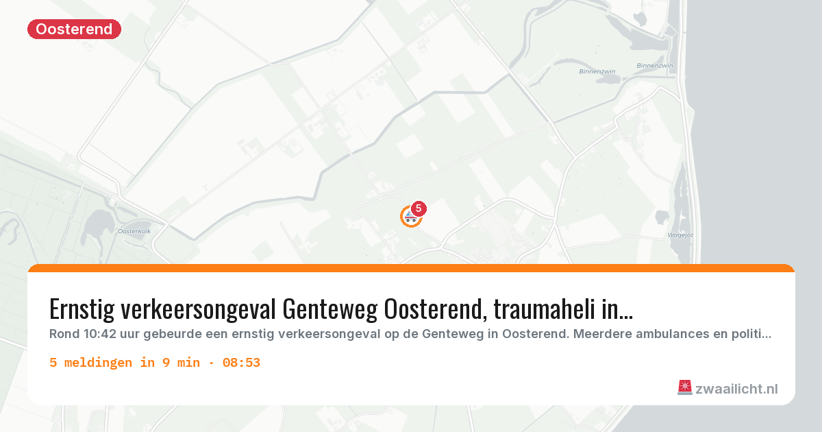 Kaart van de activiteitspiek bij Oosterend