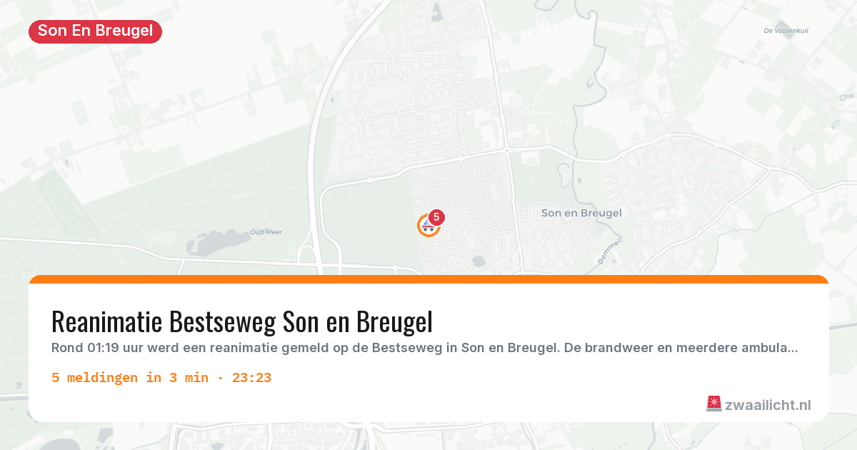 Kaart van de activiteitspiek bij Son En Breugel