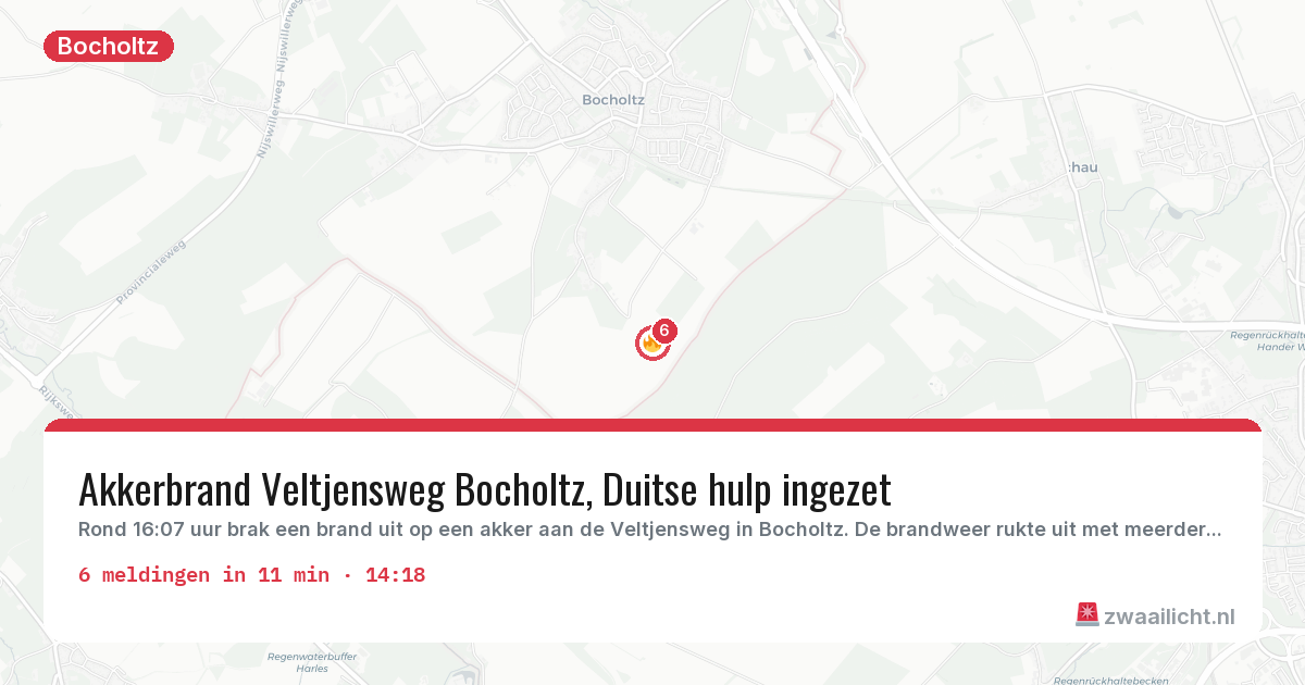 Kaart van de activiteitspiek bij Bocholtz