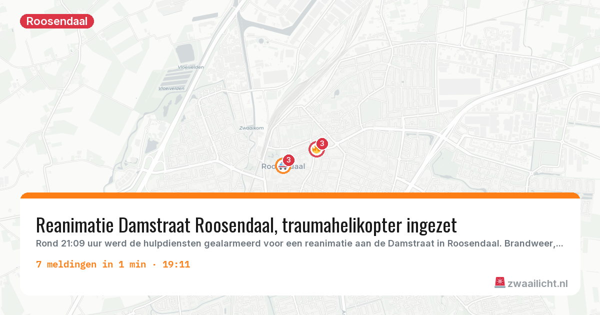 Kaart van de activiteitspiek bij Roosendaal