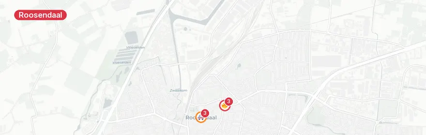 Kaart van Reanimatie Damstraat Roosendaal, traumahelikopter ingezet