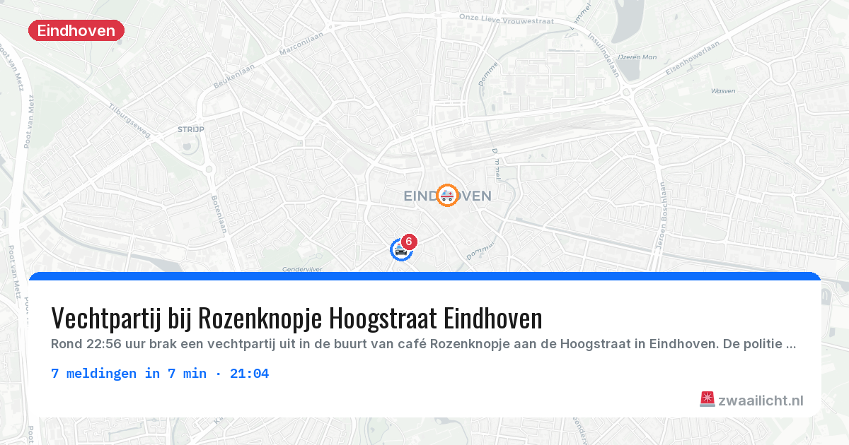 Kaart van de activiteitspiek bij Eindhoven