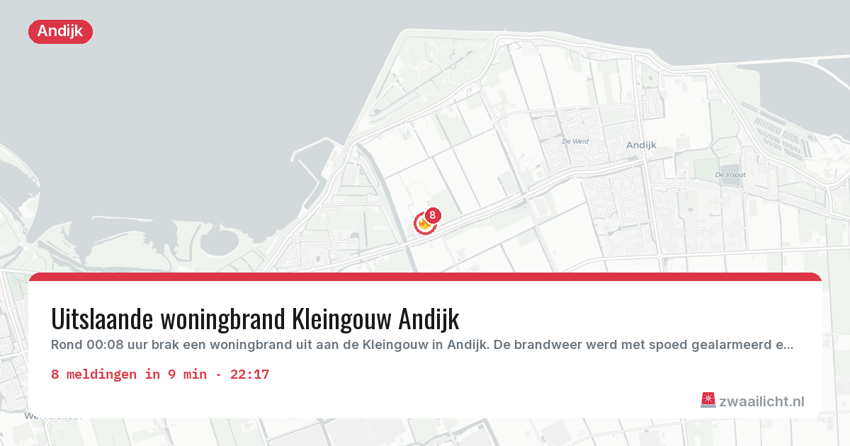 Kaart van de activiteitspiek bij Andijk