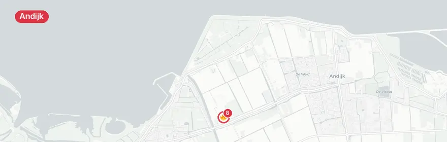 Kaart van Uitslaande woningbrand Kleingouw Andijk