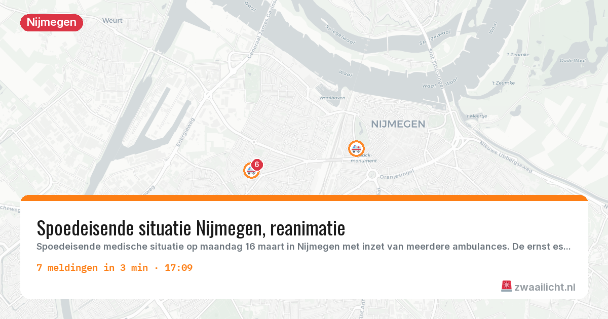 Kaart van de activiteitspiek bij Nijmegen