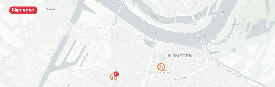 Kaart van Spoedeisende situatie Nijmegen, reanimatie
