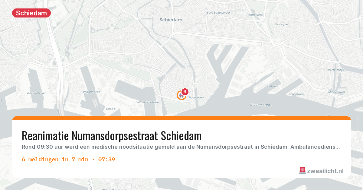 Kaart van de activiteitspiek bij Schiedam