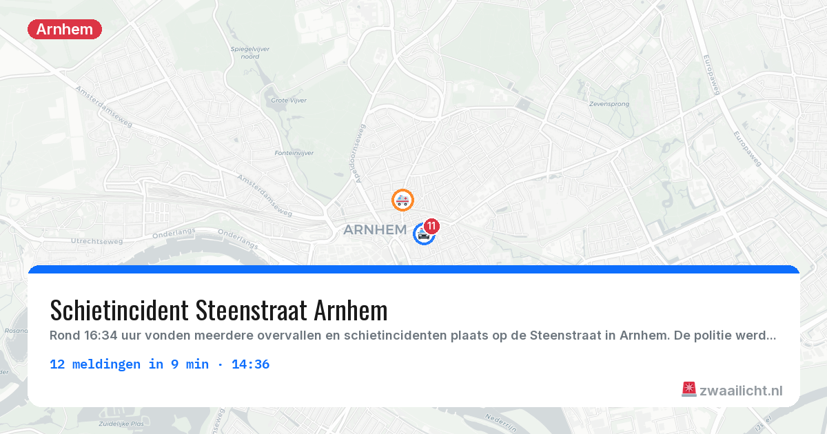 Kaart van de activiteitspiek bij Arnhem