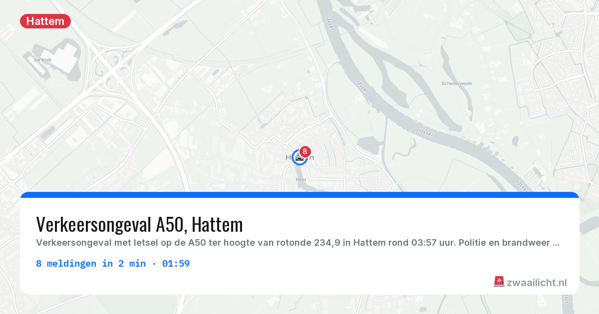 Kaart van de activiteitspiek bij Hattem